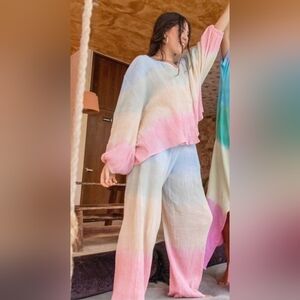 Rainbow Pitusa Crinkle Wide Legged Pants Small